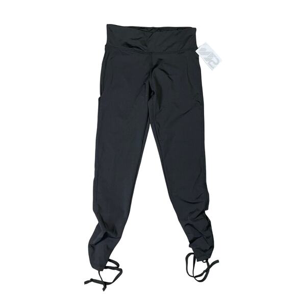 Black Athletic Jogger Pants Drawstring Ankle‎ Waistband Stretch S NEW - Picture 1 of 8